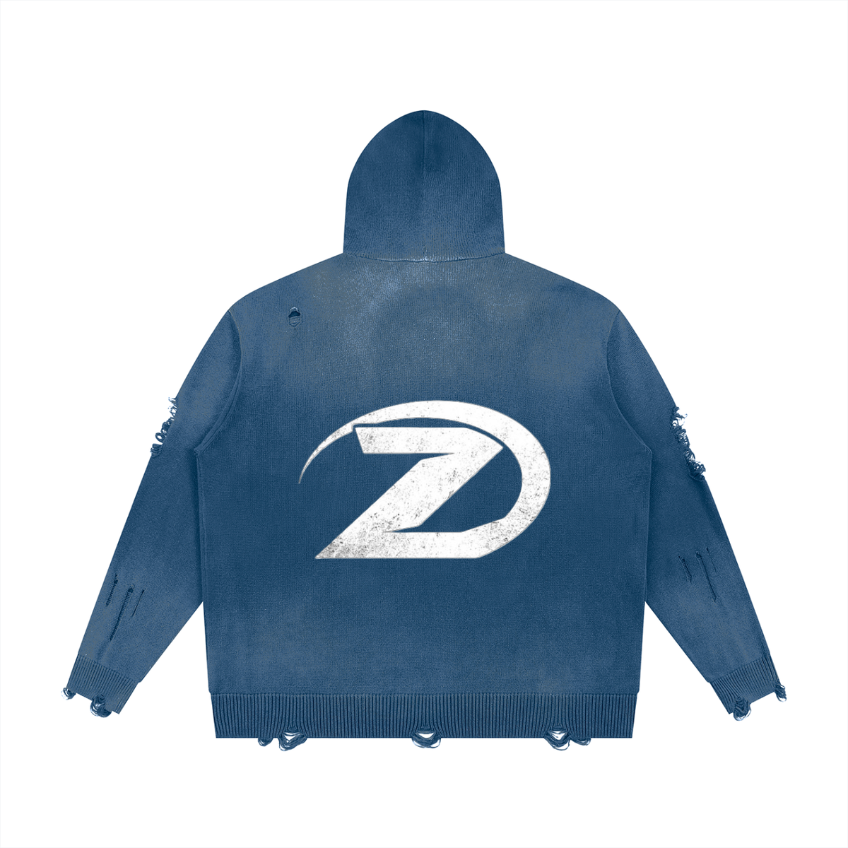 Unisex Distressed Full Zip Sweater