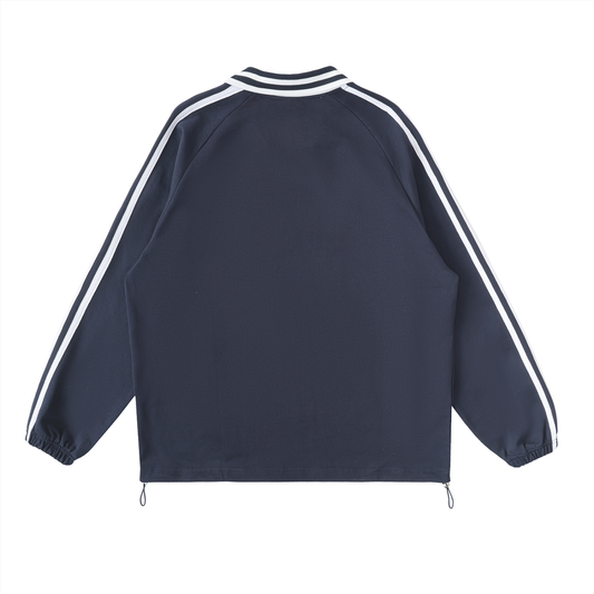 “Zoary” Striped Lapel Collar Sweatshirt
