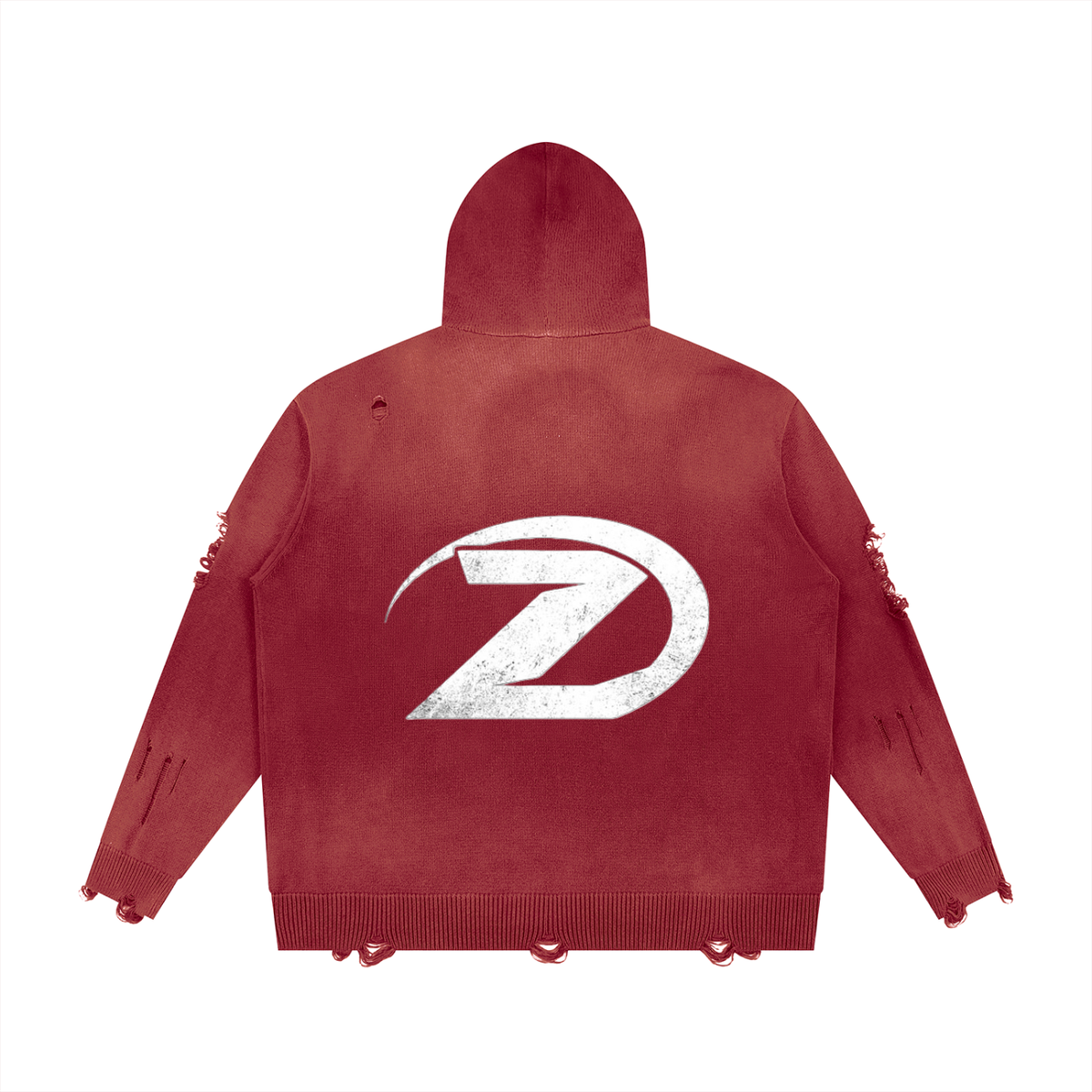 Unisex Distressed Full Zip Sweater
