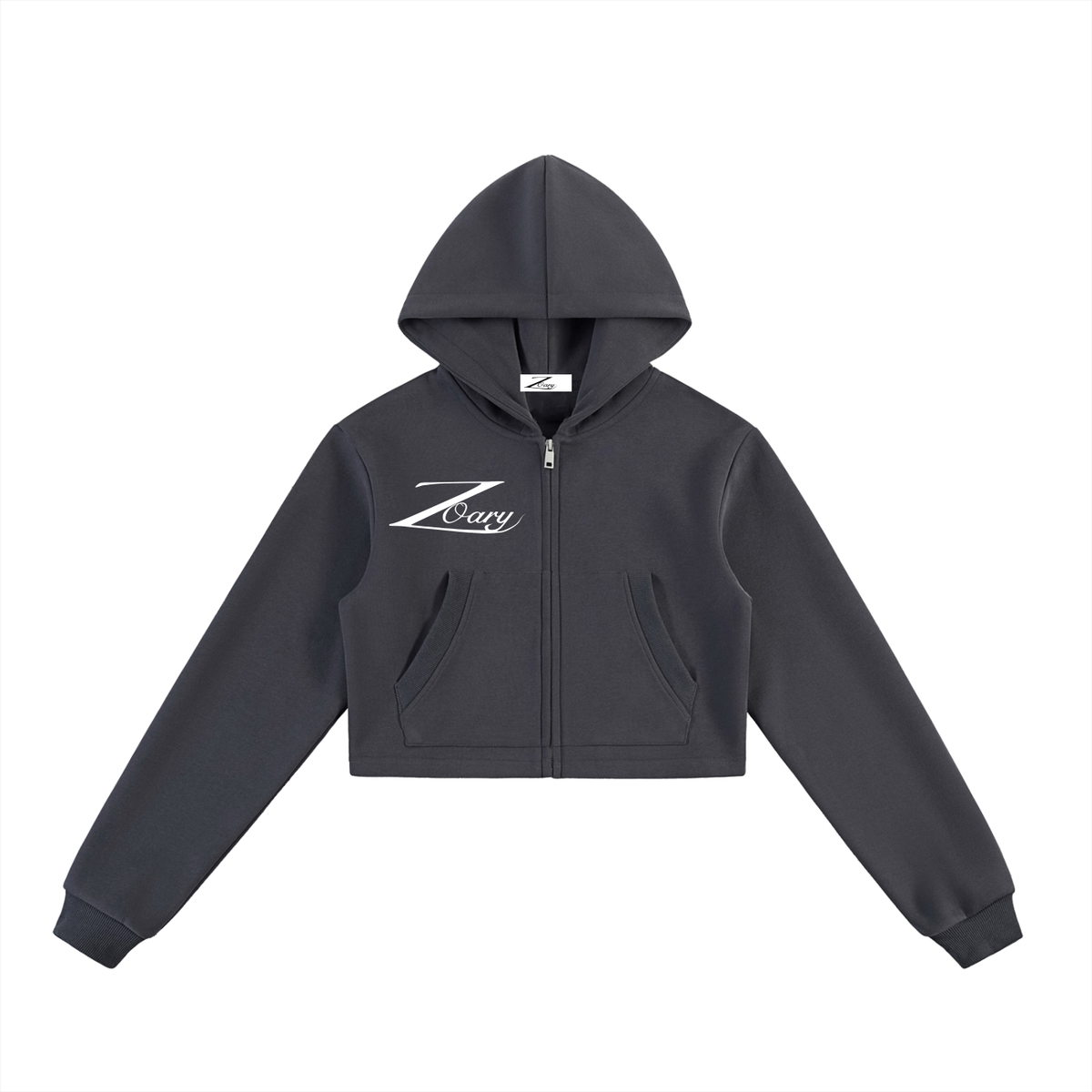Essential Cropped Zip-Up Hoodie