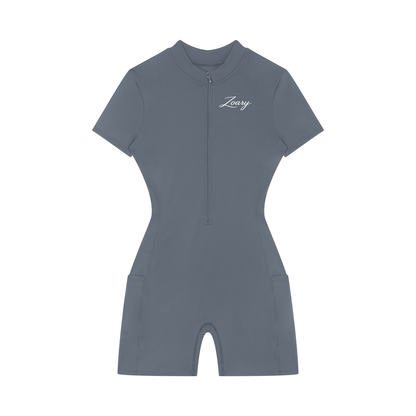 Women's Quarter-Zip Short Sleeve Romper