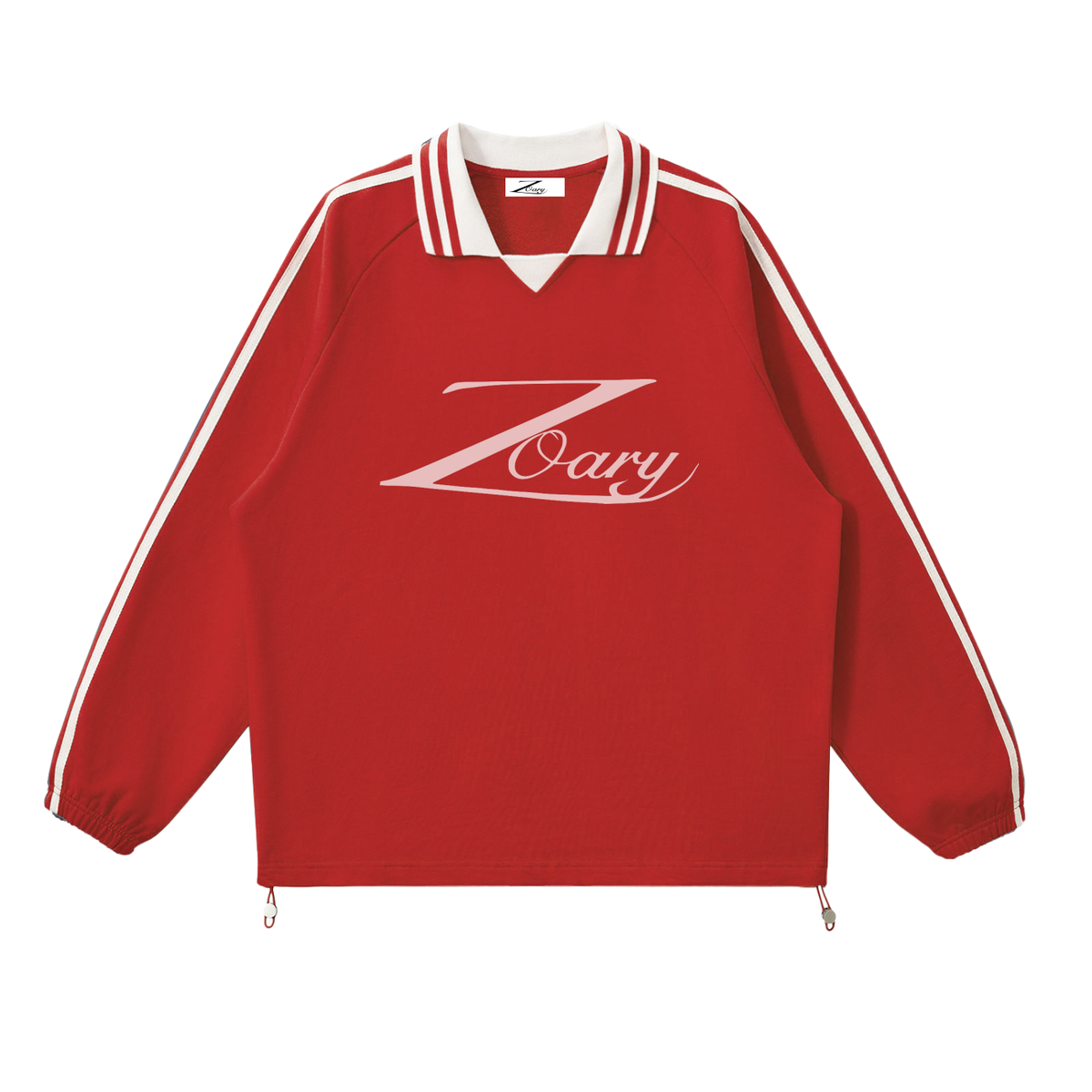Contrast Striped Lapel Collar Sweatshirt