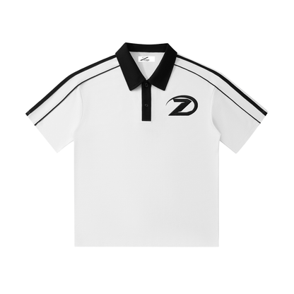 Contrast Collar Short-Sleeve Polo Shirt