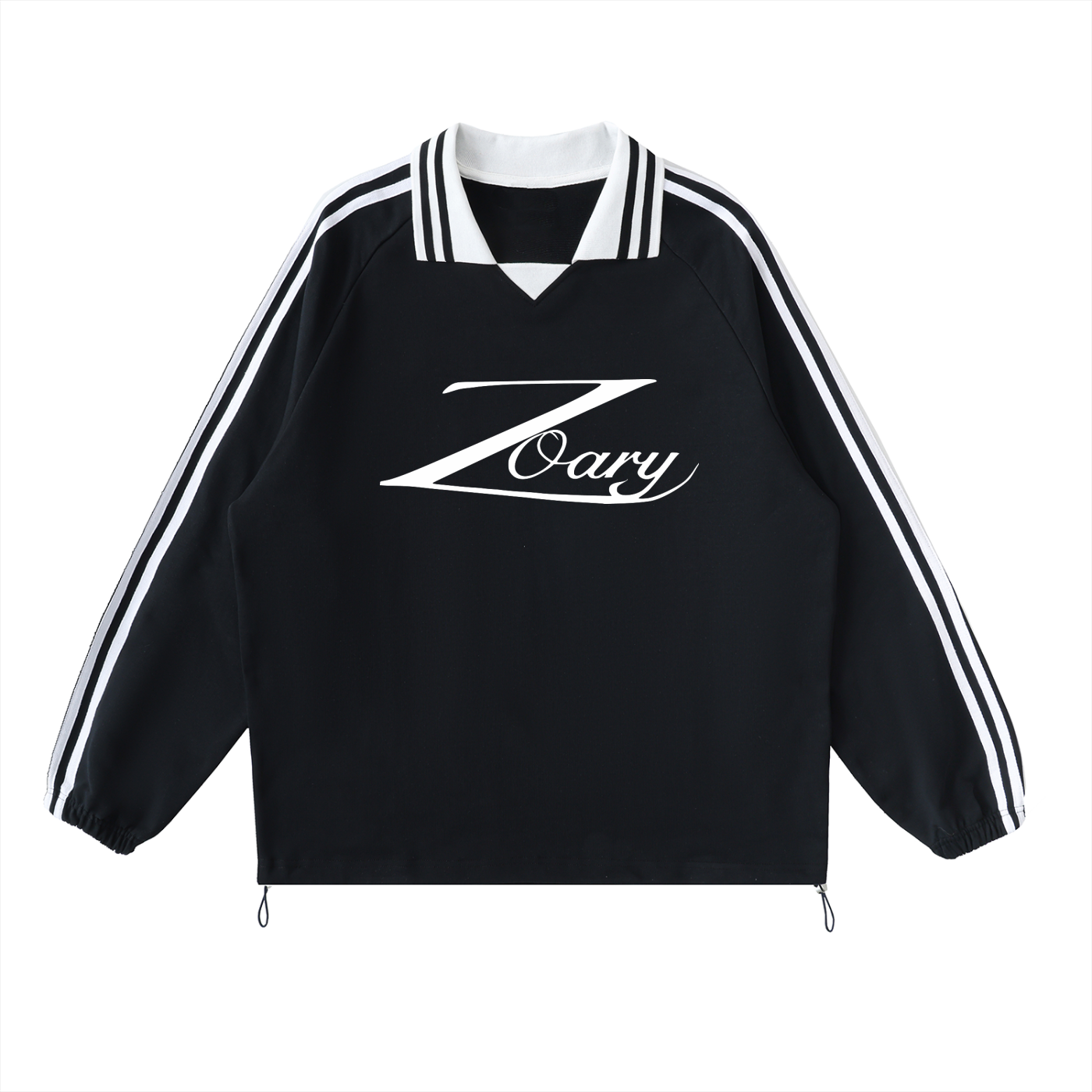 “Zoary” Striped Lapel Collar Sweatshirt