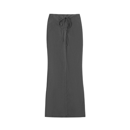 “Zoary”Dyed Washed Drawstring Maxi Skirt
