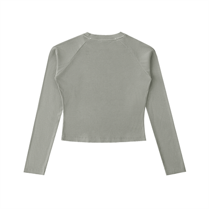 Dyed Washed Raglan Long Sleeve Slim T-Shirt