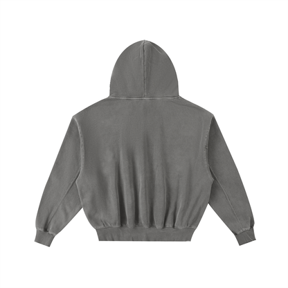 “Zoary”Frayed Enzyme Washed Fleece Hoodie