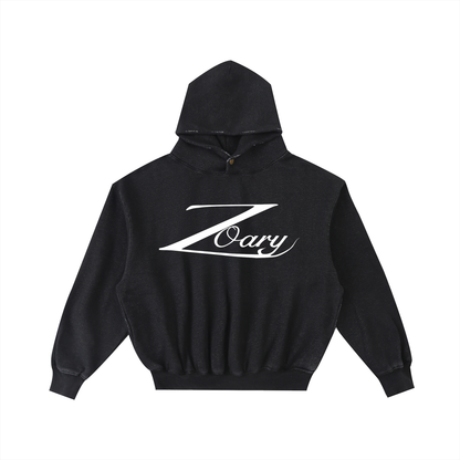 “Zoary”Frayed Enzyme Washed Fleece Hoodie