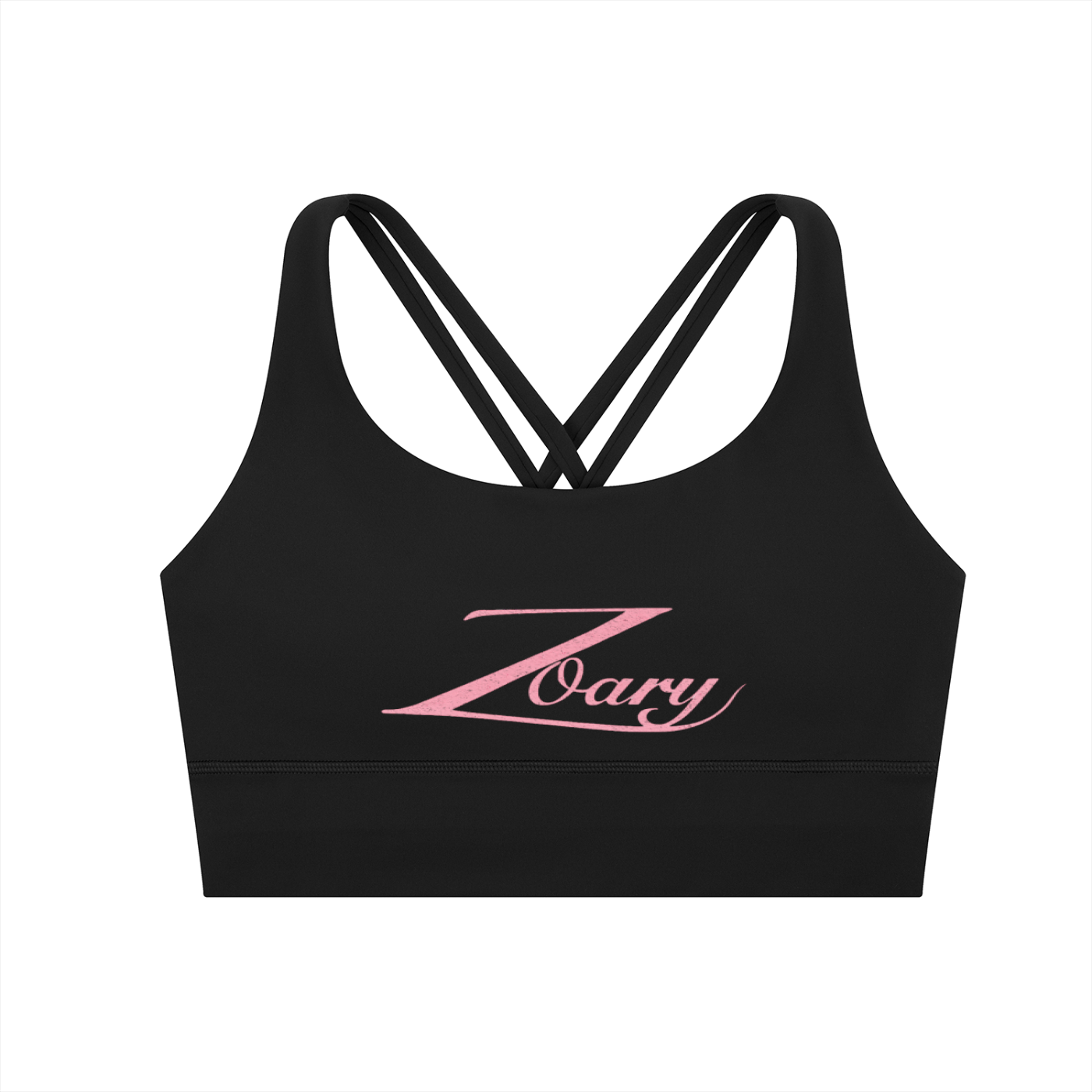 Zoary Criss-Cross Sports Bra “pink logo”