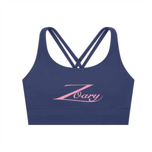 Zoary Criss-Cross Sports Bra “pink logo”