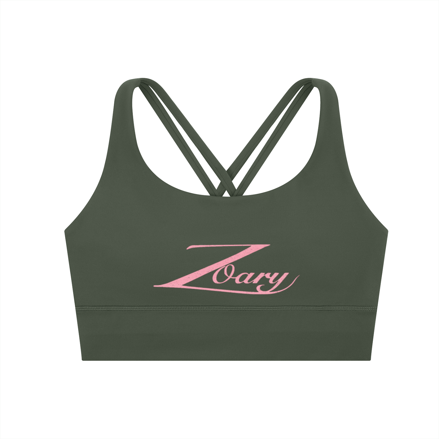 Zoary Criss-Cross Sports Bra “pink logo”