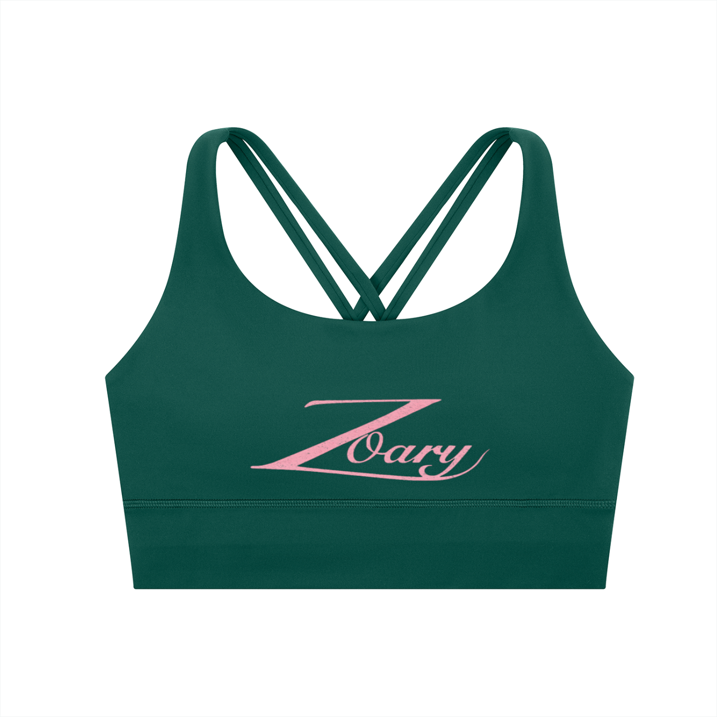 Zoary Criss-Cross Sports Bra “pink logo”