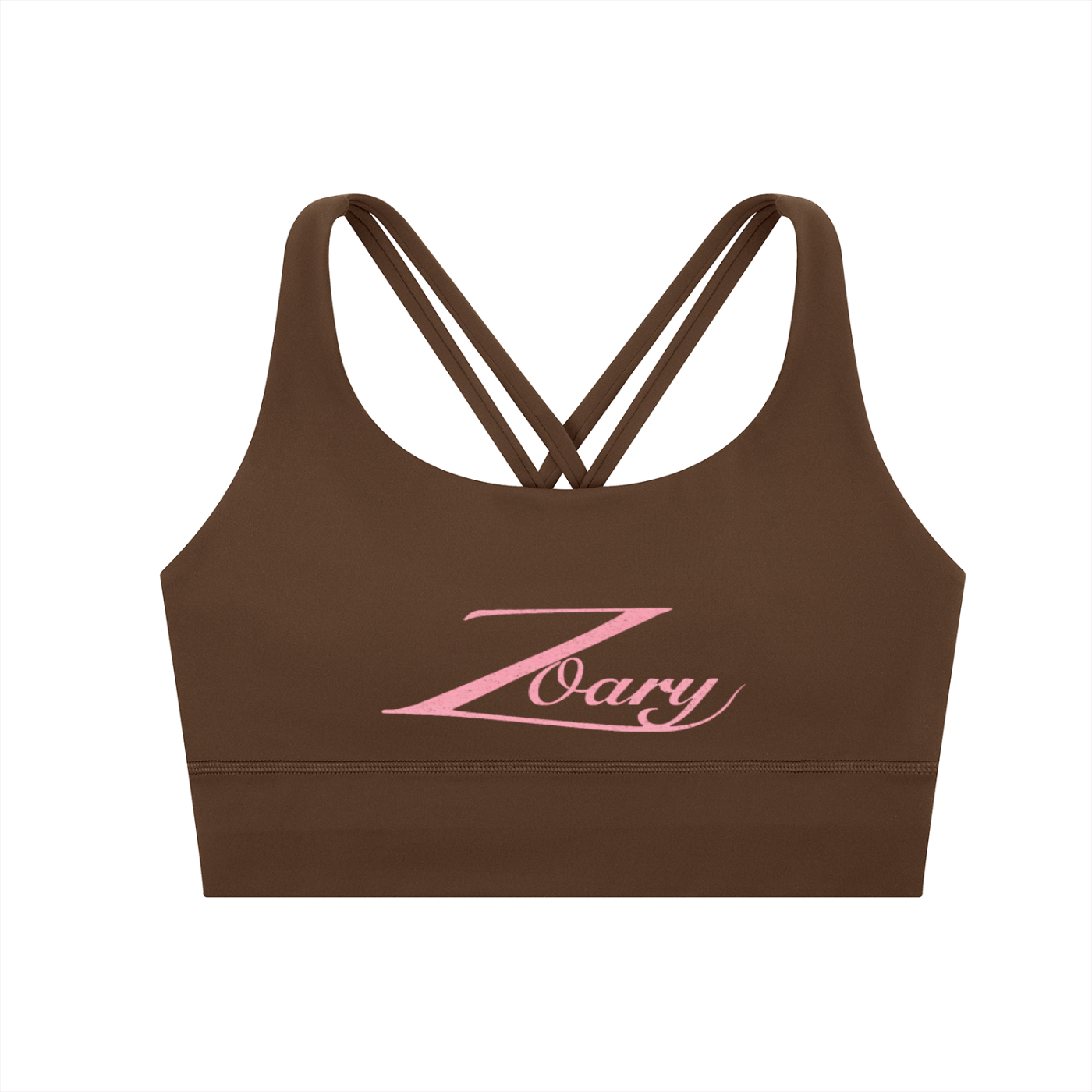 Zoary Criss-Cross Sports Bra “pink logo”