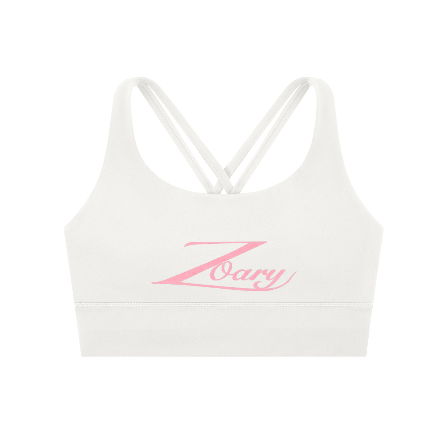 Zoary Criss-Cross Sports Bra “pink logo”