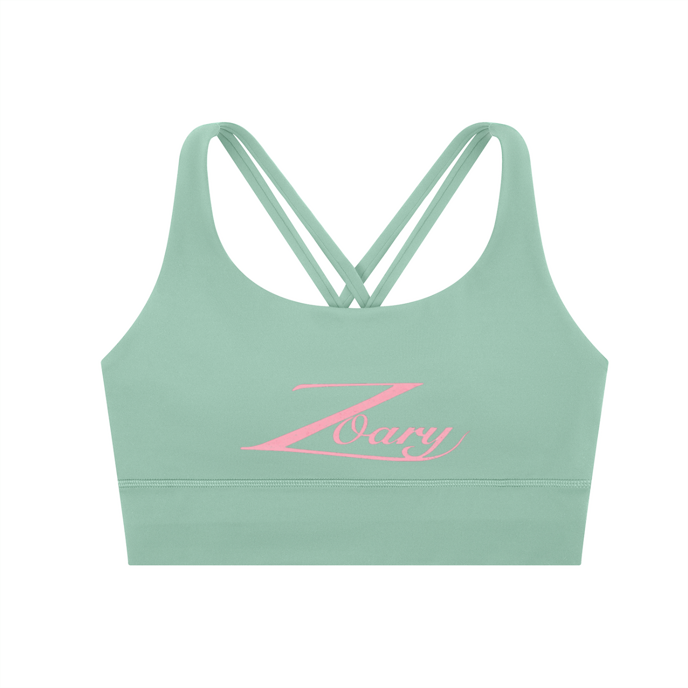 Zoary Criss-Cross Sports Bra “pink logo”