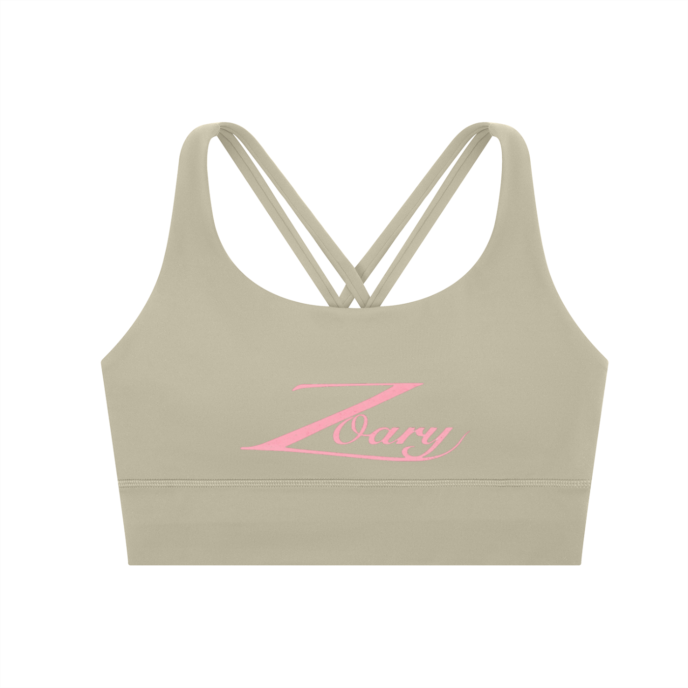 Zoary Criss-Cross Sports Bra “pink logo”