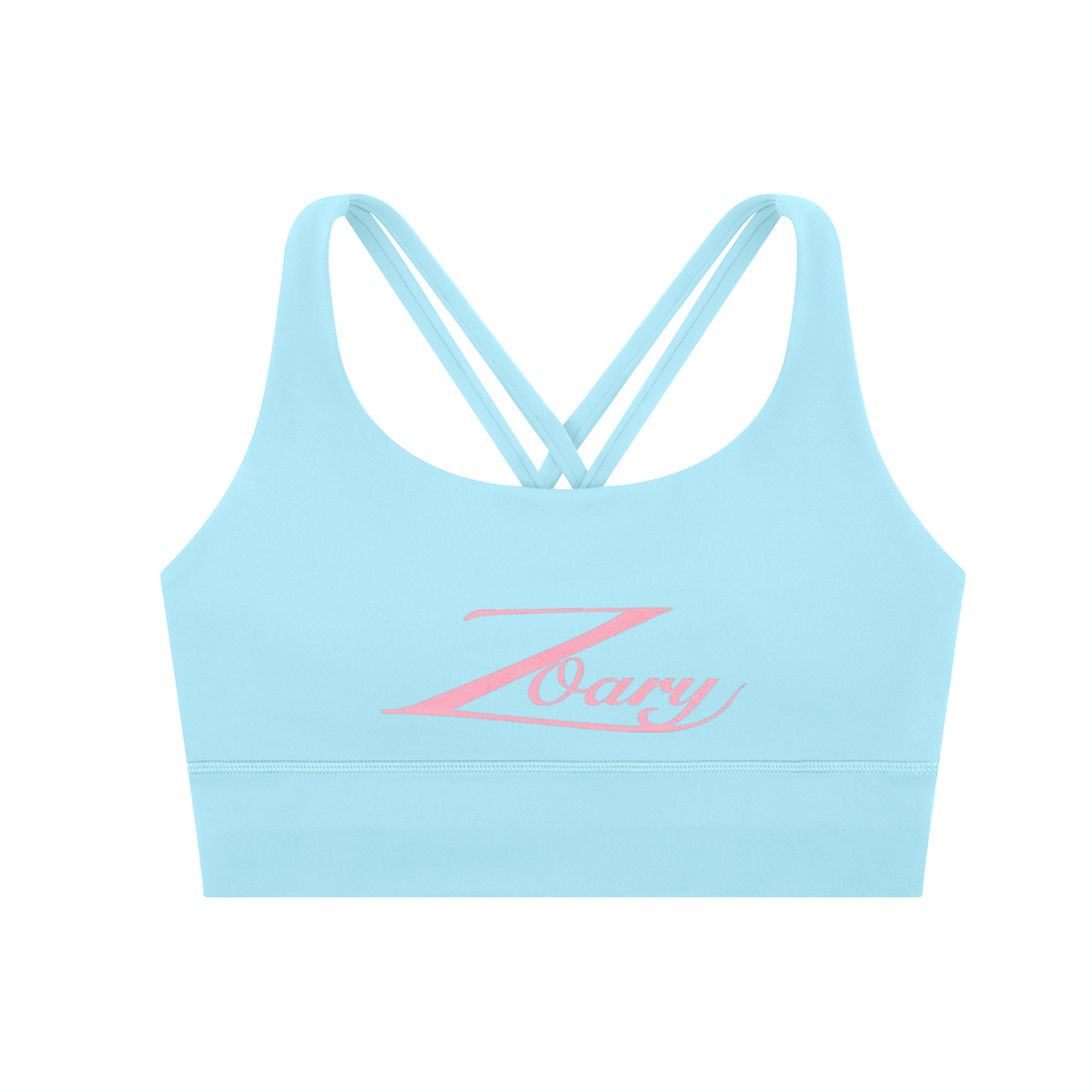 Zoary Criss-Cross Sports Bra “pink logo”