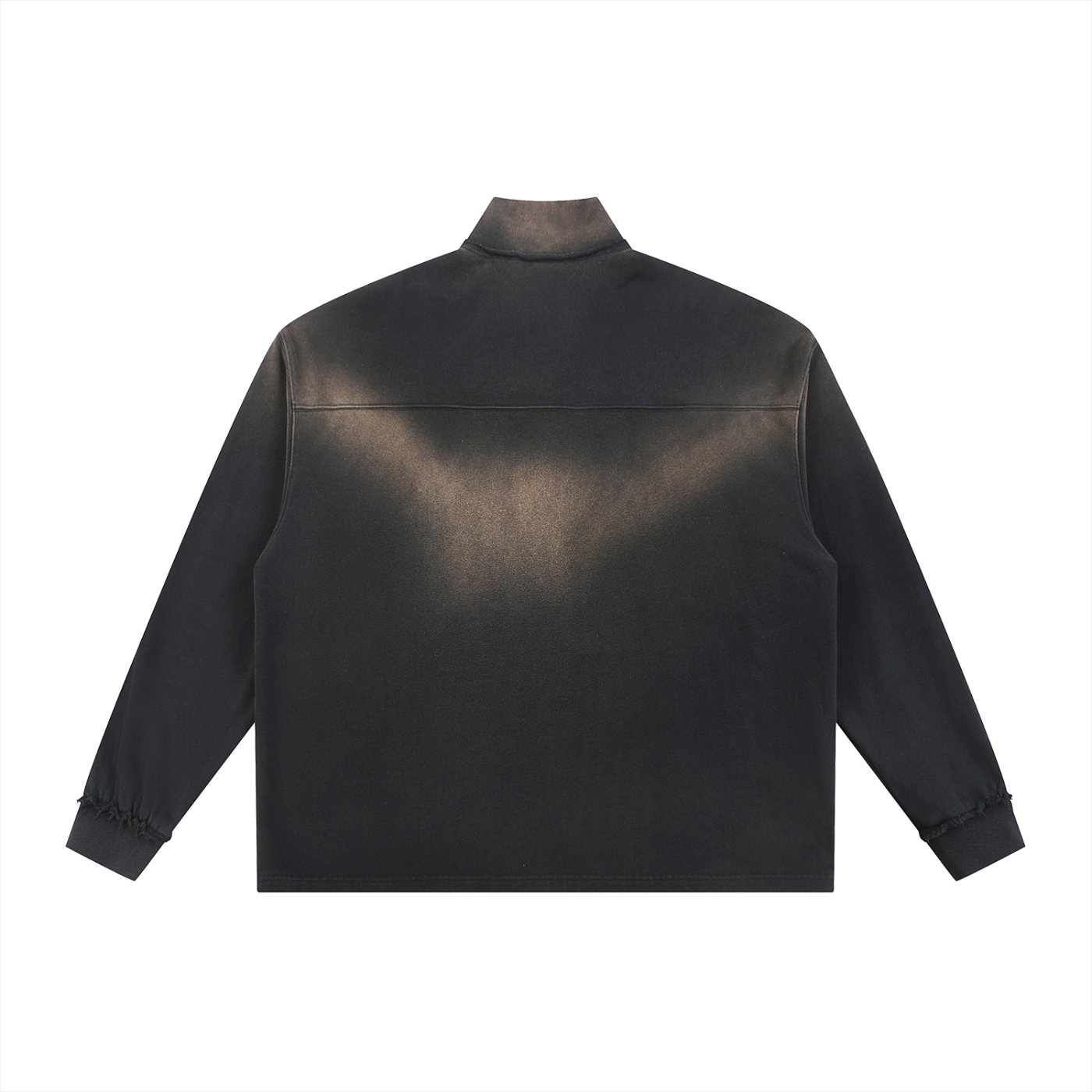 “Zoary”Sun Fade Raw Edge Quarter-Zip Sweatshirt