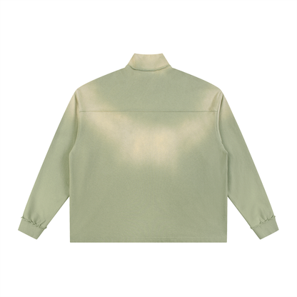 “Zoary”Sun Fade Raw Edge Quarter-Zip Sweatshirt