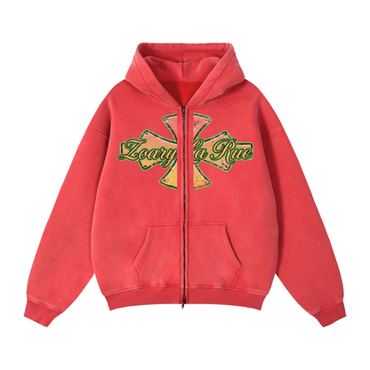Zip-Through Boxy Fleece Hoodie