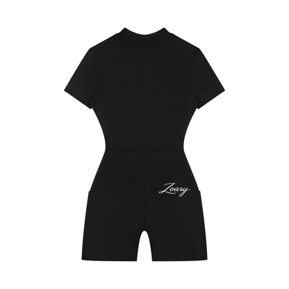 Women's Quarter-Zip Short Sleeve Romper