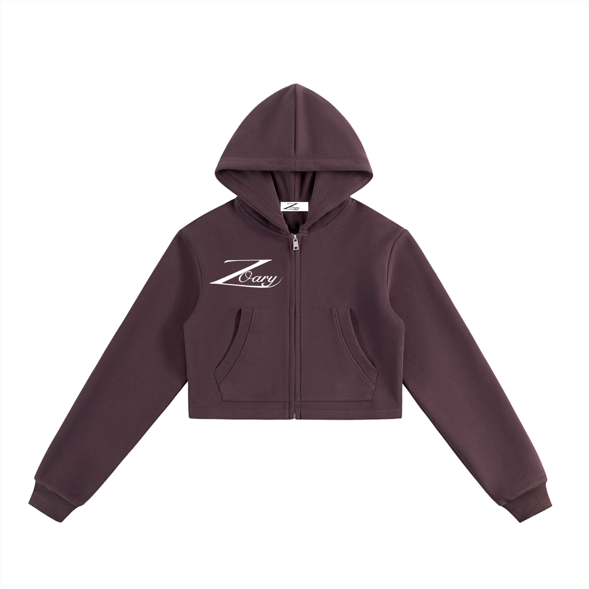 Essential Cropped Zip-Up Hoodie