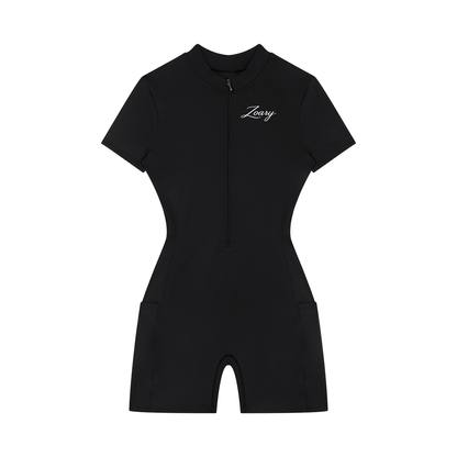 Women's Quarter-Zip Short Sleeve Romper
