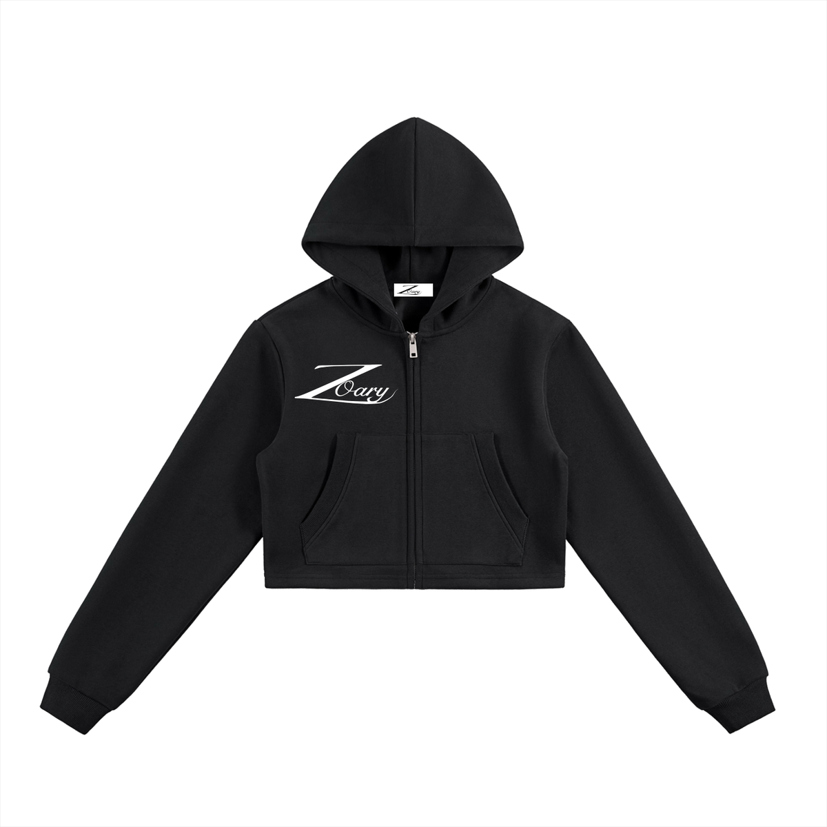 Essential Cropped Zip-Up Hoodie